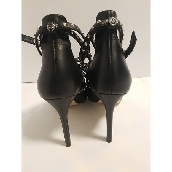 Michael Kors Jeannie 3.75" Heel Studded Ankle Wrap Pump Black 10M - Picture 3 of 10